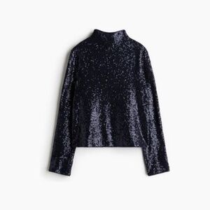 Sequined Mock Turtleneck Top